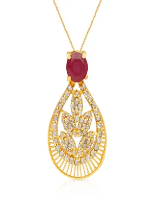 22 Carat 916 Purity Yellow Gold Uncut Diamond Pendant EGNREG389PN5_Y For Women 