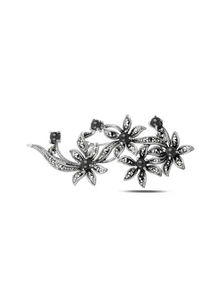 925 Silver-Natural Onyx & Marcasite Brooch & Pendant-High-Quality Jewelry in UAE Dubai 100% Precious Metal Gift for Women-EMNON114BRO-P92736 
