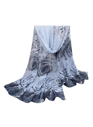 Floral Wrap Shawl Grey 