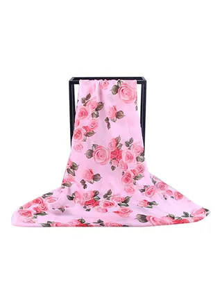 Rose Print Long Scarf Pink 