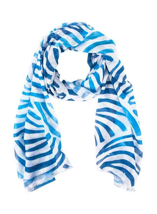 Anemoss Herringbone Scarf White/Blue 