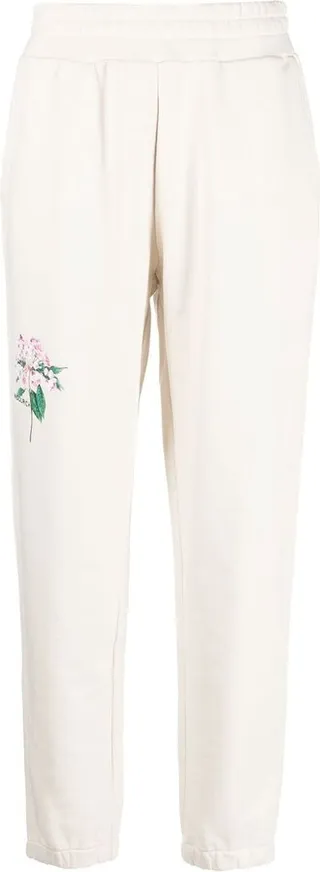 Floral-Print Embroidered-Logo Track Pants