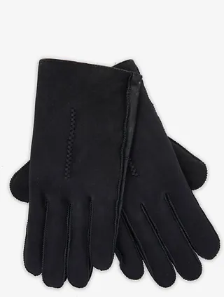 Mens Black Touchscreen Suede Gloves