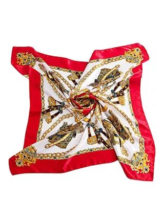 Chain Style Neck And Head Scarf Red 