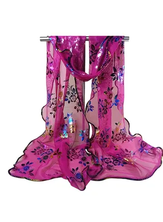 Floral Printed Sheer Stole Pink 