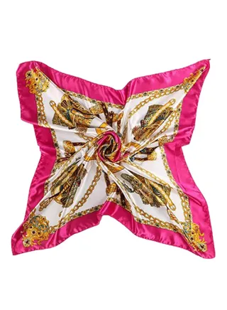 Chain Style Neck And Head Scarf Rose Red 