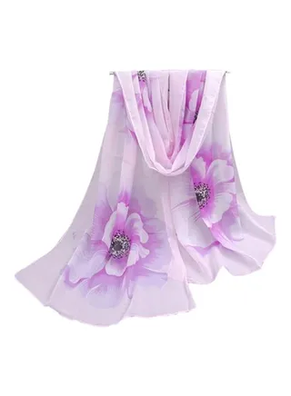 Floral Print Scarf Purple 