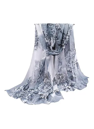 Floral Pattern Scarf Black/Grey 