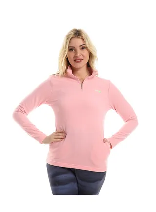 Side Pockets Long Sleeves Women Sweater - Rose 