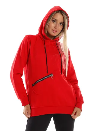 Woman Hoodie With Zipper Pocket 