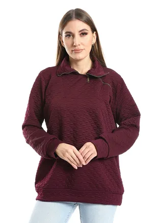 Women Closed Sweat Shirt With High Neck 