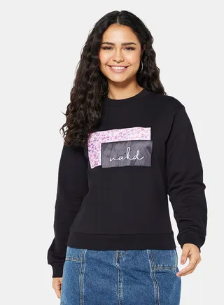 Graphic Printed Sweatshirt Black 