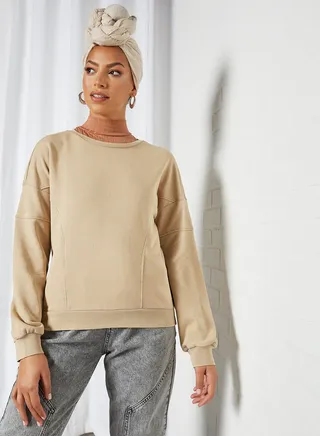 Drop Shoulder Sweatshirt Silver Mink 