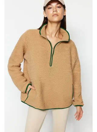 Camel Plush Sports Sweatshirt THMAW23SW00021 