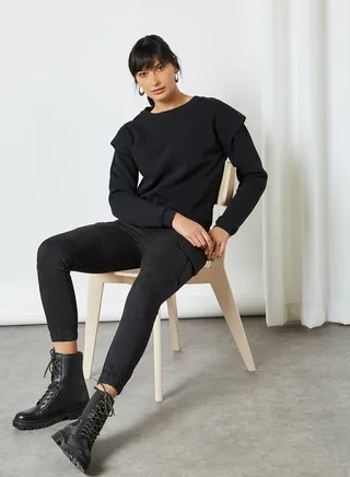 Padded Shoulder Sweatshirt Black(C-N10) 