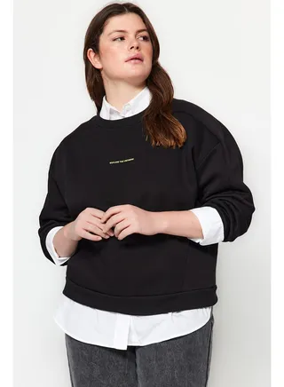 Black Fleece Embroidery Detail Knitted Sweatshirt TBBAW24AO00022 