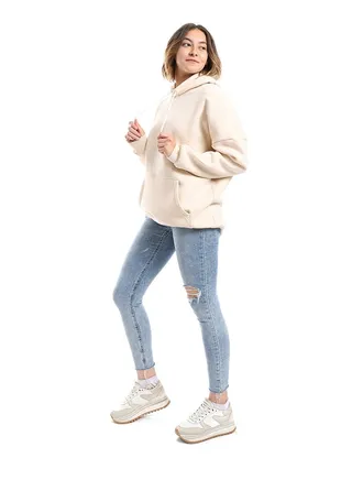 Beige Fleeced Palin Hoodie_Beige 