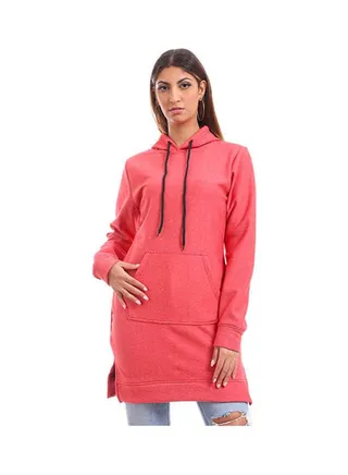 Casual Plain-Basic Long Sleeve Sweatshirt Light Red 