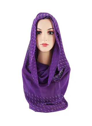 Stone Embellished Scarf Purple 