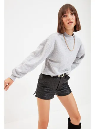 Sweatshirt - Gray - Loose Fit 