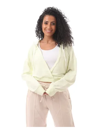 Cropped Hooded Long Sleeved Knit Jumper-lemony 