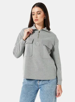 Flap Pocket Half-Zip Top 