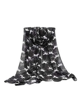 Horse Printed Scarf Black 