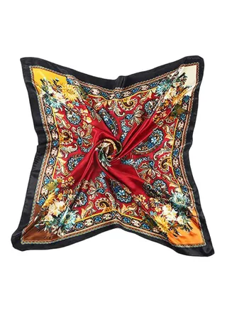 Printed Wrap Design Scarf Red/Black/Yellow 