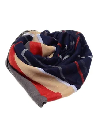 Striped Long Scarf Blue 