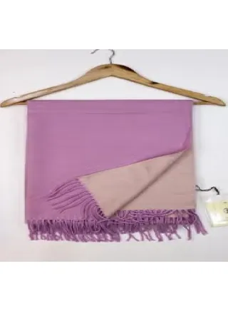 Super Soft Cashmere Mix Plain 2 Tone Reversible Winter Scarf With Tassels 