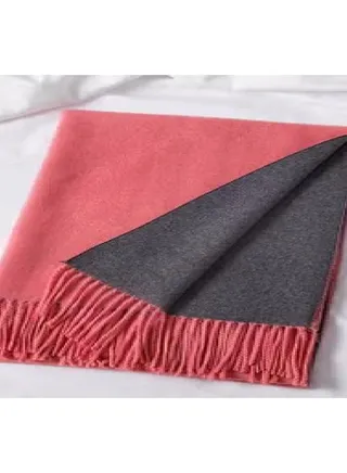 Super Soft Cashmere Mix Plain 2 Tone Reversible Winter Scarf With Tassels 