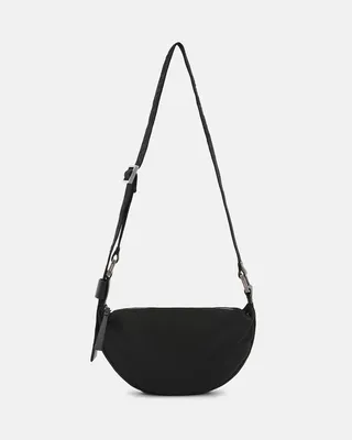 Half Moon Nylon Crossbody Bag - Black