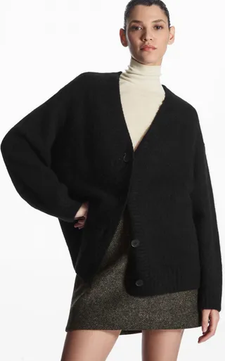 Oversized V-Neck Alpaca-Blend Cardigan
