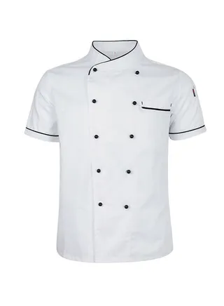 Short Sleeve Chef Jacket Chiffon white 