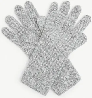 Womens Silver Joe Ribbed Cashmere Gloves
