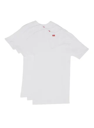 3-Piece Cotton V-Neck Undershirt White 