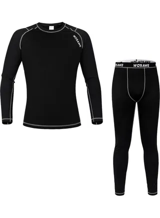 Men Long Sleeve Thermal Fleece Lined Compression Underwear Set  XXL 35x5x25cm 