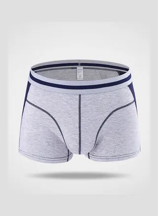Men's Soft Boxers Fashionable Breathable Underwear Blue/Light gray 