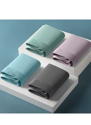 Men's Solid Colour Thin Ice Silk Briefs Panties 