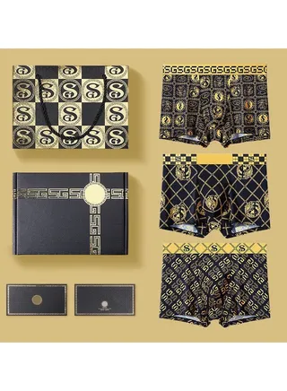 Summer Men's Underwear Breathable Thin Ice Silk Printed Antibacterial Shorts Head 