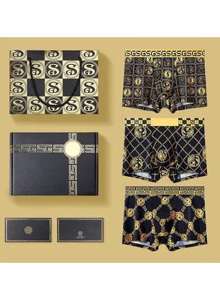 Summer Men's Underwear Breathable Thin Ice Silk Printed Antibacterial Shorts Head 