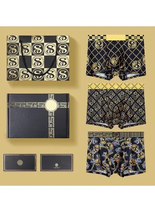 Summer Men's Underwear Breathable Thin Ice Silk Printed Antibacterial Shorts Head 