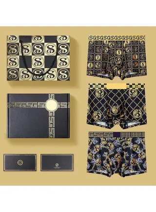 Summer Men's Underwear Breathable Thin Ice Silk Printed Antibacterial Shorts Head 