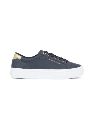 Women's Essential Metallic Heel Lace-Up Trainers -  Mixed upper: leather, nylon, polyurethane, Blue 