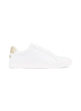 Women's Essential Metallic Leather Cupsole Trainers -  Leather upper, Off White 