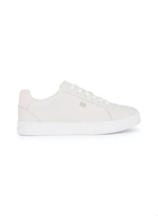 Women's Essential Leather Cupsole Court Trainers -  Leather upper, Light Blue 