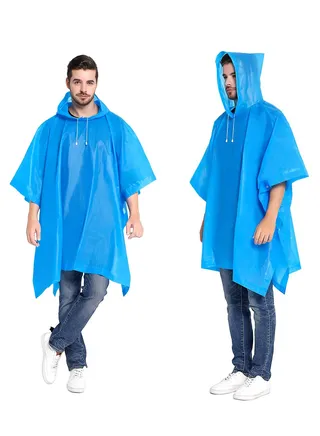 Portable EVA Raincoats for Adults, Reusable Rain Ponchos with Hoods and Sleeves Lightweight Raincoats for Lightweight for Adults, Emergency, Camping 
