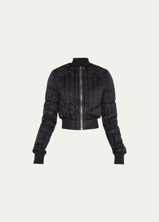 Seamed Crop Puffer Bomber Jacket