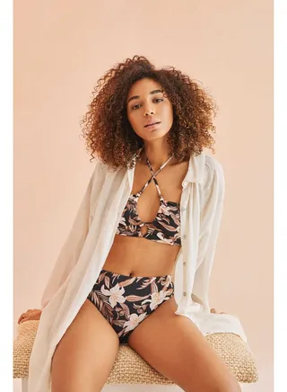 Wide printed bikini bottom 