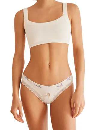 Birds lace microfiber panties 